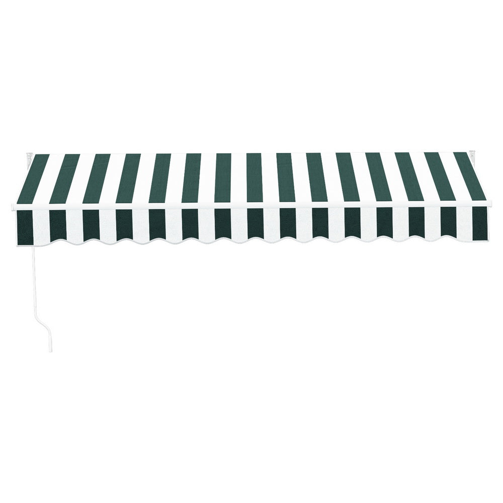 Instahut Retractable Folding Arm Awning Manual Sunshade 3Mx2.5M Green White