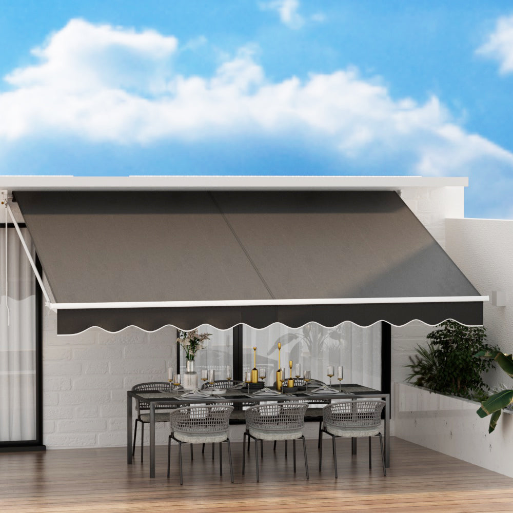 Instahut Retractable Folding Arm Awning Motorised Sunshade 4.5Mx2.5M Grey