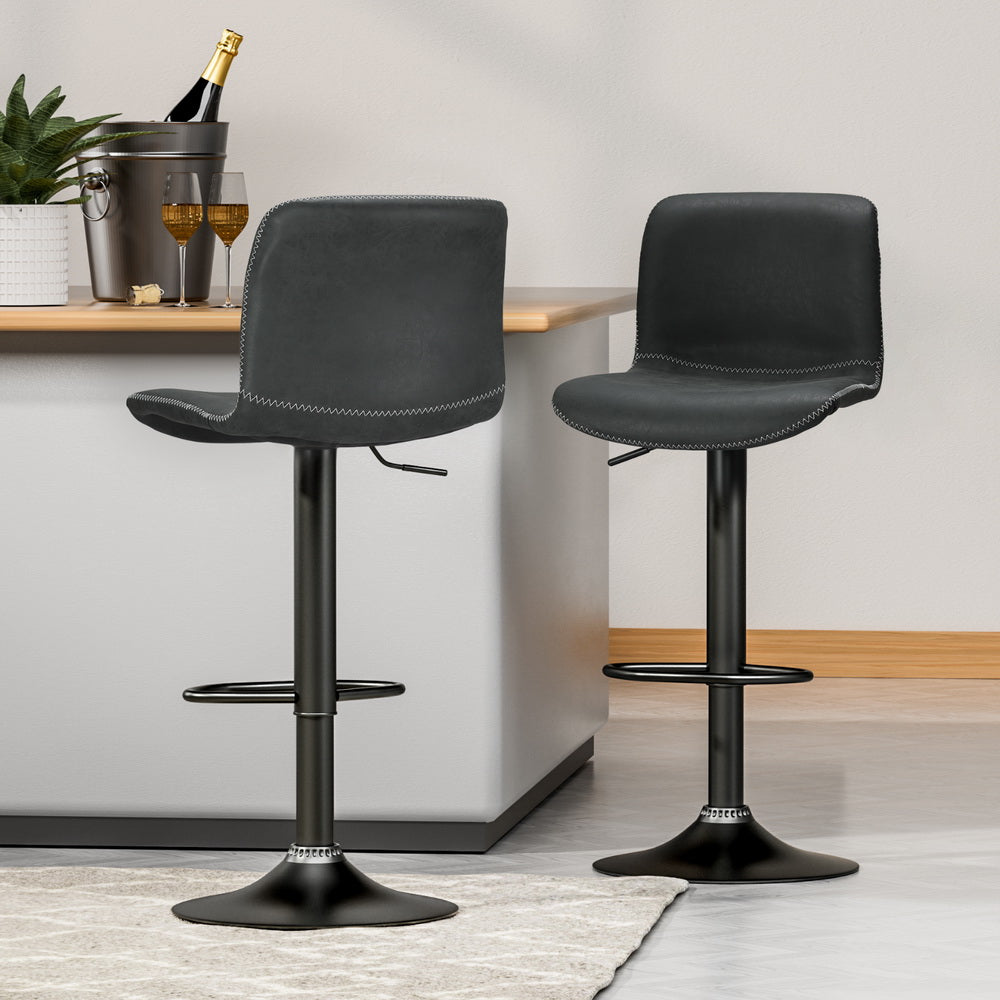 Artiss 4x Bar Stools Kitchen Swivel Gas Lift Chairs Black