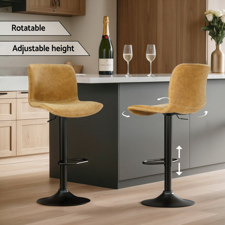 Artiss 4x Bar Stools Kitchen Swivel Gas Lift Chairs Brown