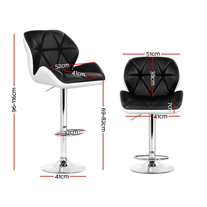 Artiss 4x Bar Stools Gas Lift Padded Leather Black & White