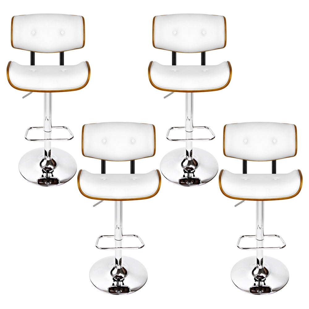 Artiss 4x Bar Stools Gas Lift Leather White