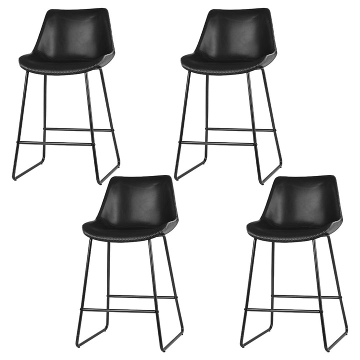 Artiss 4x Bar Stools Leather Padded Metal Legs Black