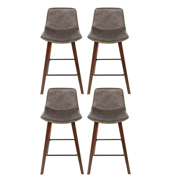 Artiss 4x Bar Stools Vintage Leather Wooden