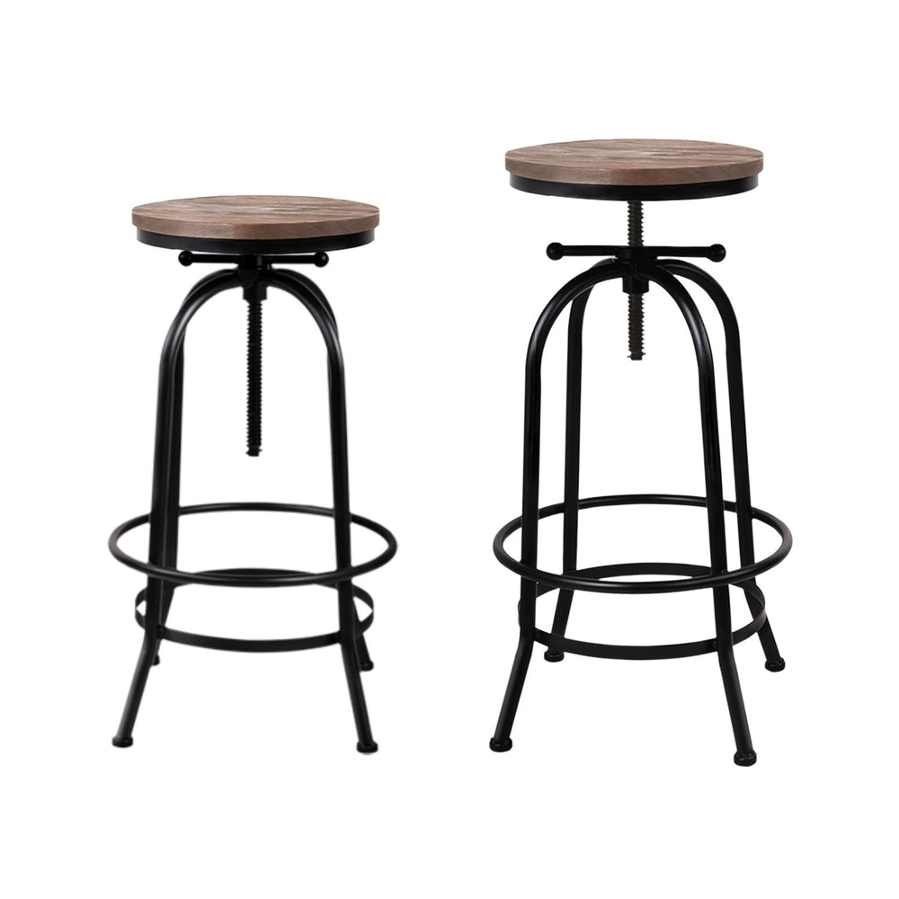 Artiss 4x Bar Stools Kitchen Dining Chairs Adjustable Wooden Vintage Stool