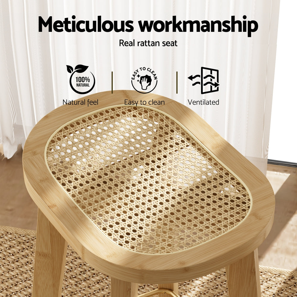 Artiss 4x Bar Stools Bamboo Rattan Stool Counter Chair Kitchen Barstools