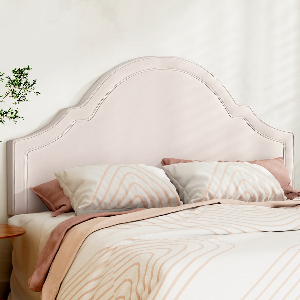 Artiss Bed Frame Bed Head Headboard King Velvet IRIS Beige