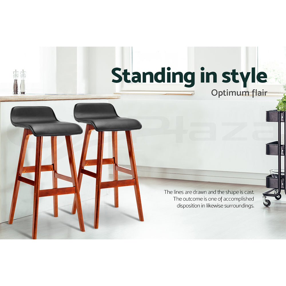 Artiss 4x Bar Stools Wooden Stool Black