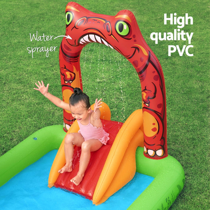 Bestway Kids Inflatable Play Splash Pool with Slide Ball Tossing Toys 242x140cm