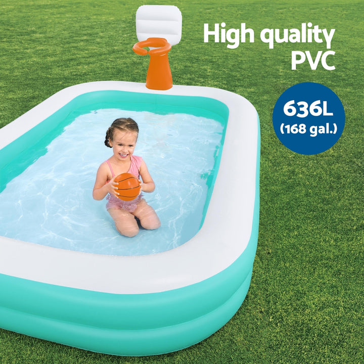 Bestway Kids Inflatable Pool Above Ground Play Pools Basketball Hoop 251x168cm