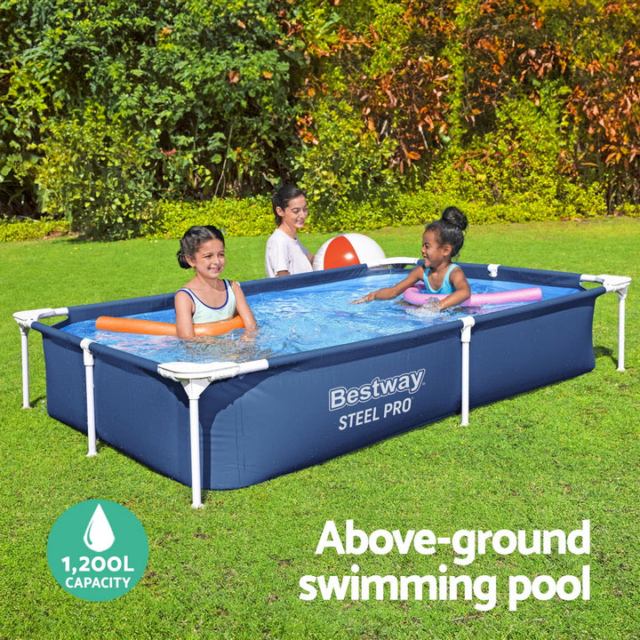 Bestway Swimming Pool 221x150x43cm Steel Frame Above Ground Pools 1200L