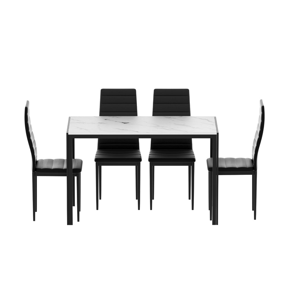 1 Artiss Dining Table and 4 Chairs Set Marble Effect