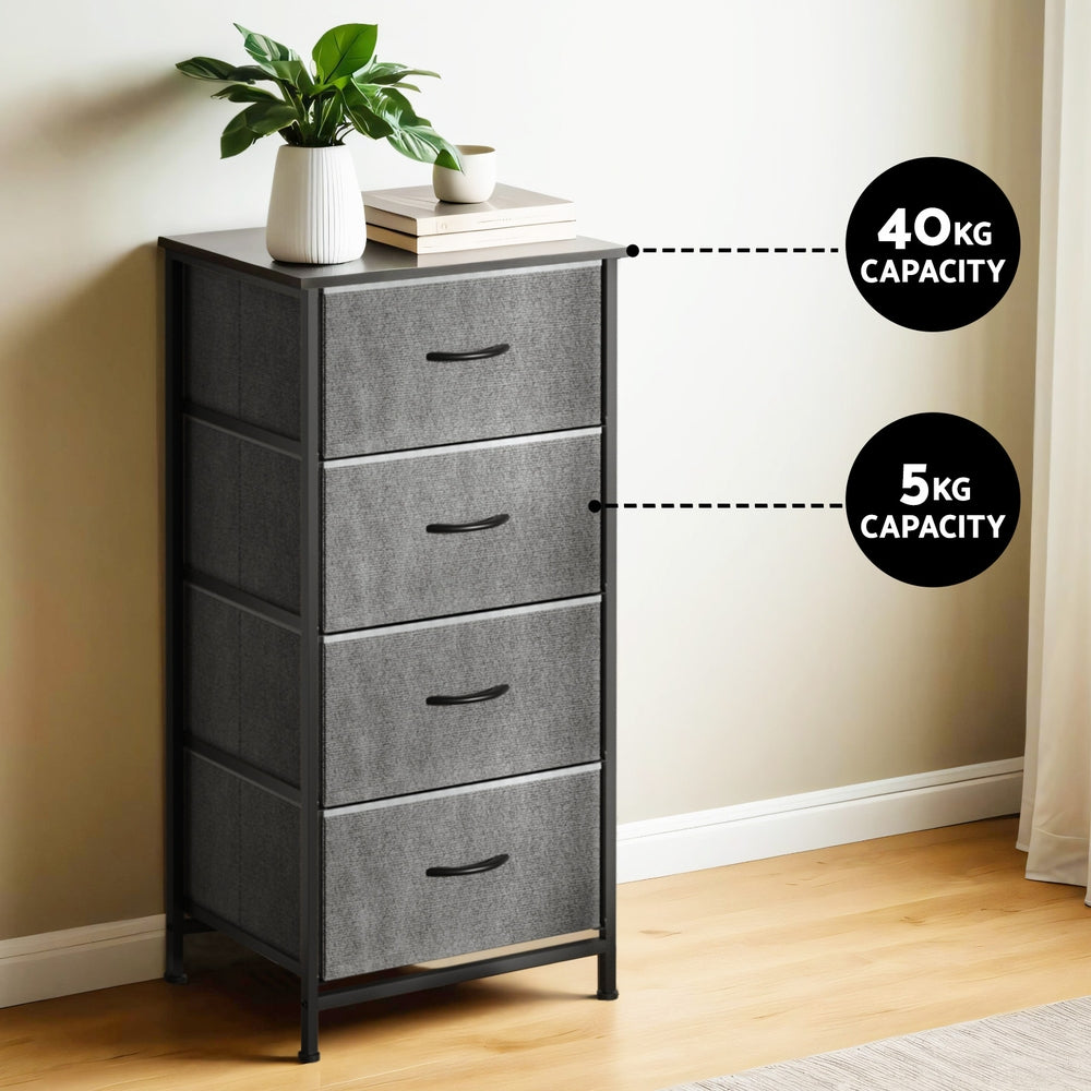 Artiss Chest of 4 Drawers Storage Dresser Tallboy Grey