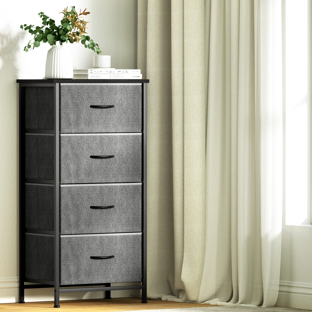 Artiss Chest of 4 Drawers Storage Dresser Tallboy Grey