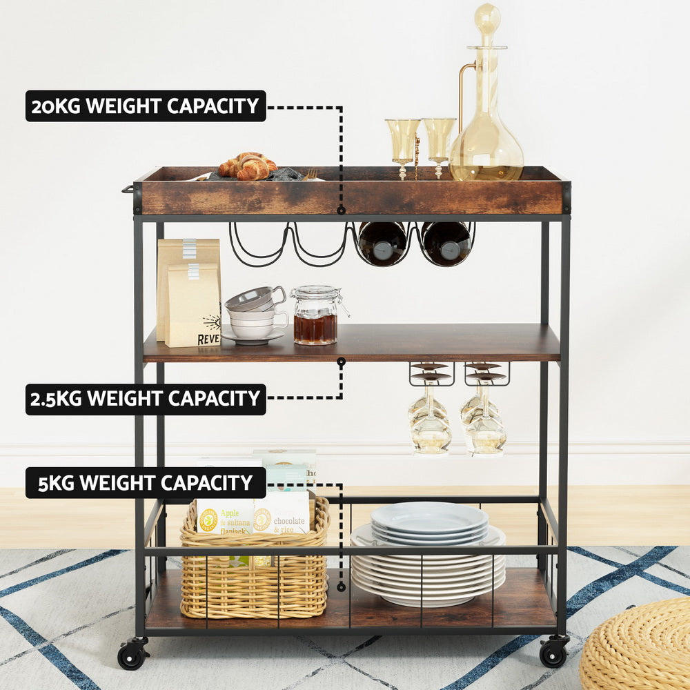 Artiss Kitchen Island Rolling Serving Cart