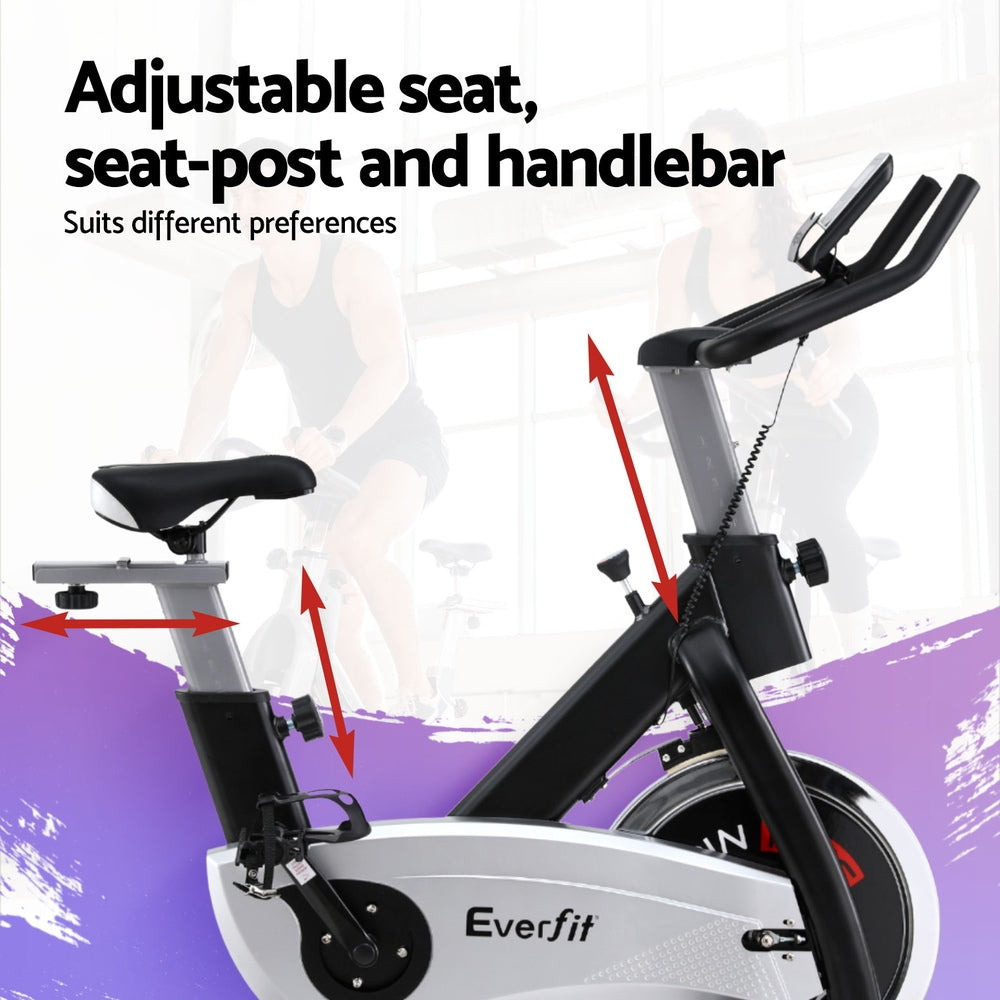 15kg Flywheel Spin Bike Everfit Exercise Bike Home Gym Fitness 120KG Capacity