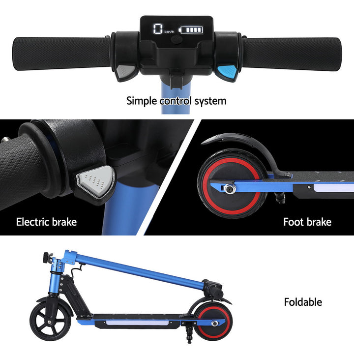 Electric Scooter 130W 16KM/H LED Light Folding Portable Riding Commuter Blue