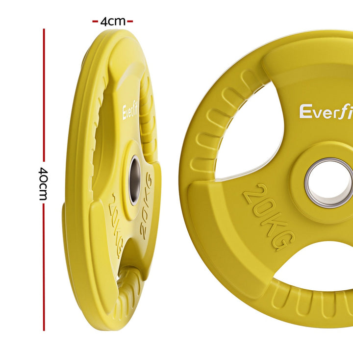 Everfit Weight Plates Standard 20kgx2 Dumbbell Barbell Plate Weight Lifting Home Gym Yellow