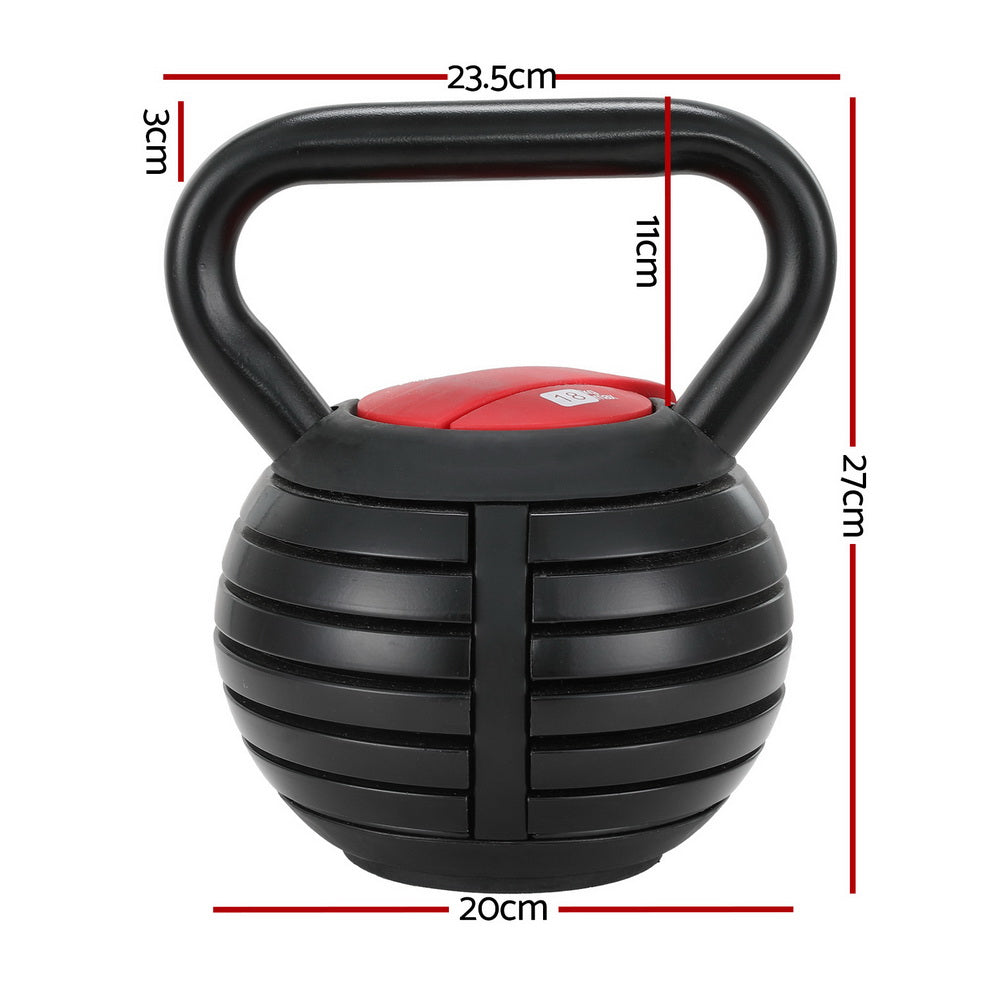 Everfit 18kg Adjustable Kettlebell Set Portable Kettle Bell Weight Dumbbells 10lbs 40lbs