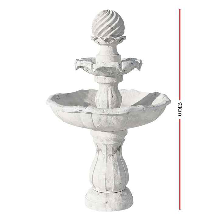 Gardeon Solar Water Feature 3-Tier Fountain with Pump Kit Bird Bath 93CM Ivory