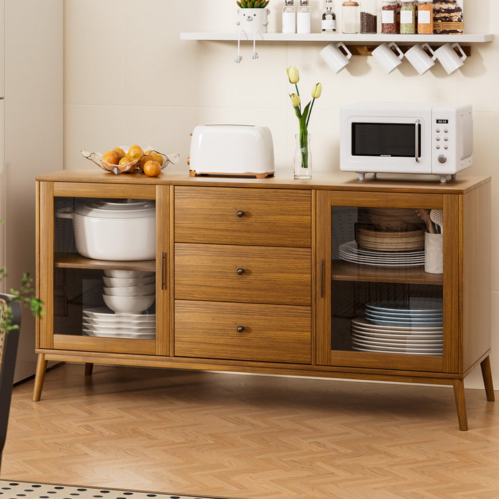 Artiss Buffet Sideboard Glass Doors - Oak