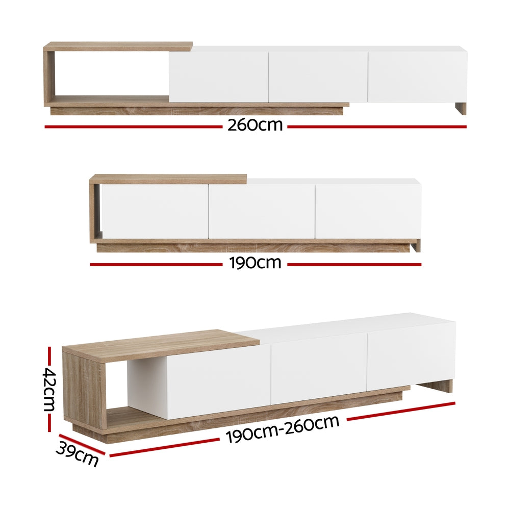 Artiss TV Cabinet Entertainment Unit Stand Extendable White Oak