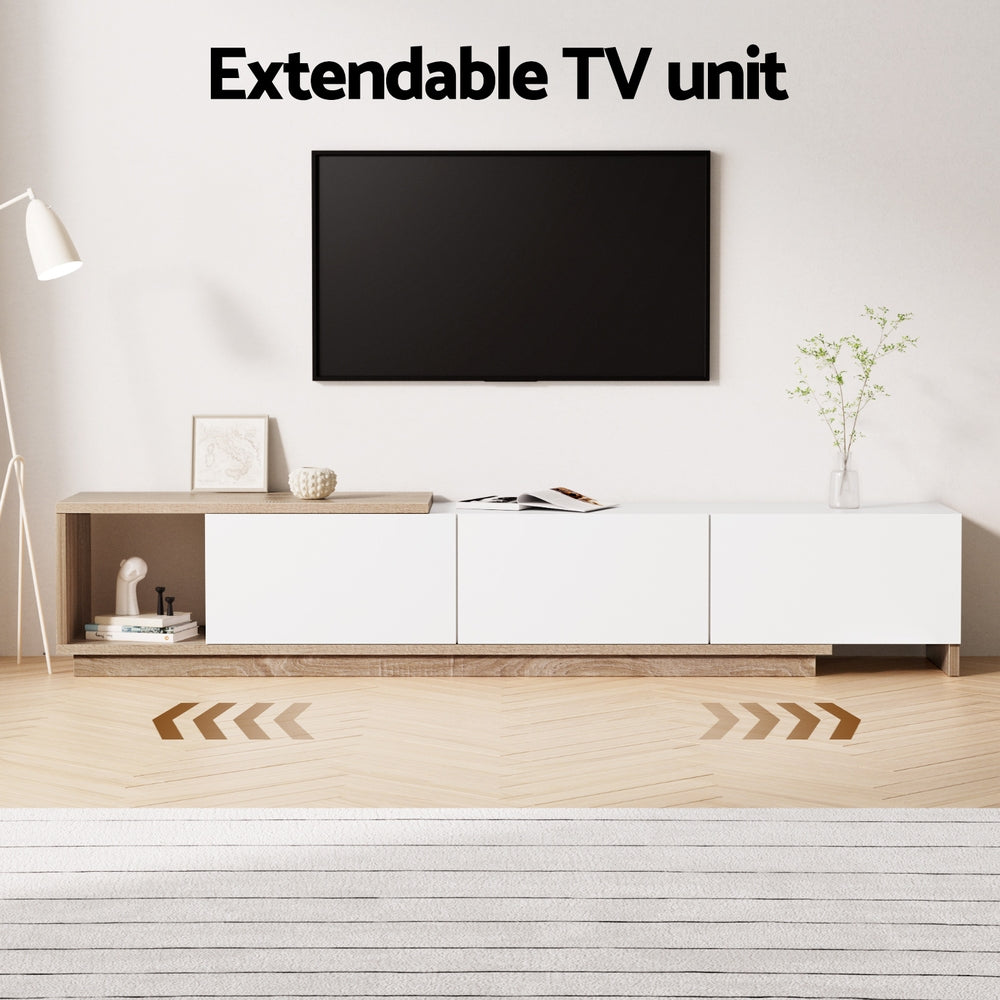 Artiss TV Cabinet Entertainment Unit Stand Extendable White Oak