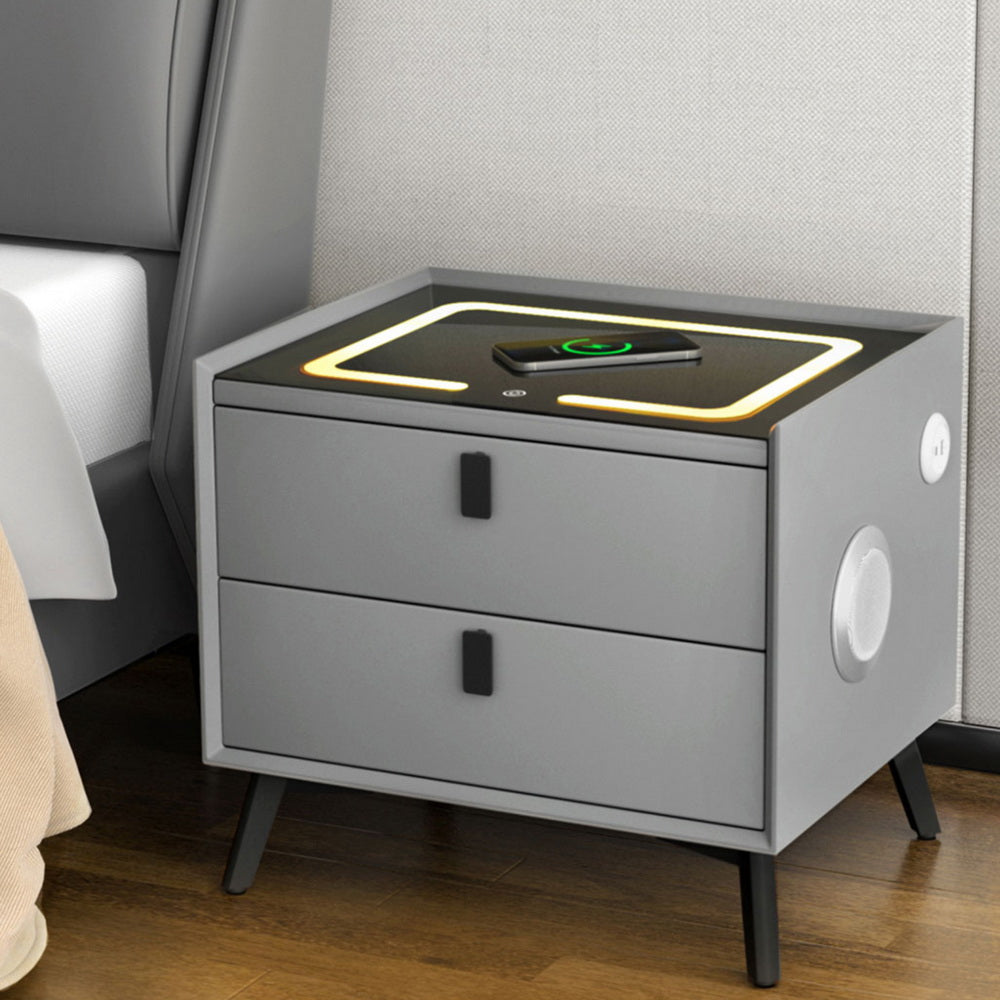 Artiss Smart Bedside Table with Wireless Charging - AIKA Grey