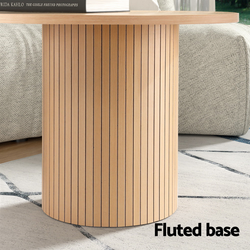 Artiss Coffee Table Round Fluted