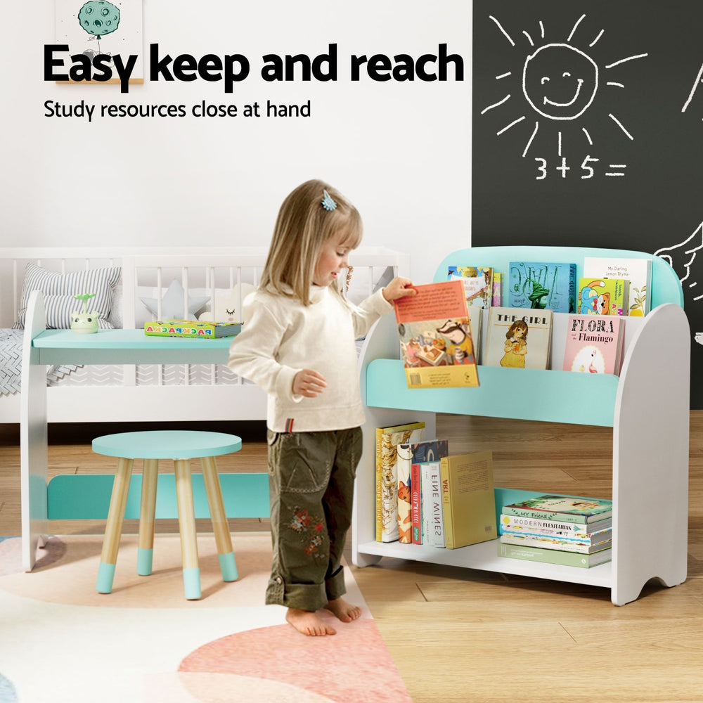 Keezi Kids Bookshelf 2 In 1 Table Chair Set Bookcase Toys Shelves Children Organiser