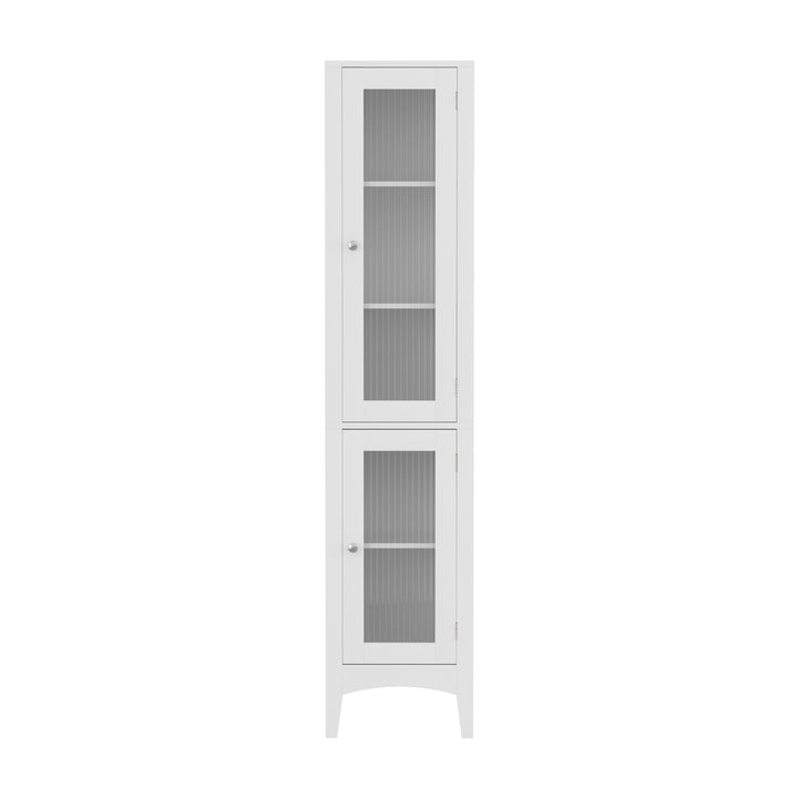 Artiss Bathroom Storage Cabinet 160cm Tall Slim Floor Cupboard Toilet Glass Door White