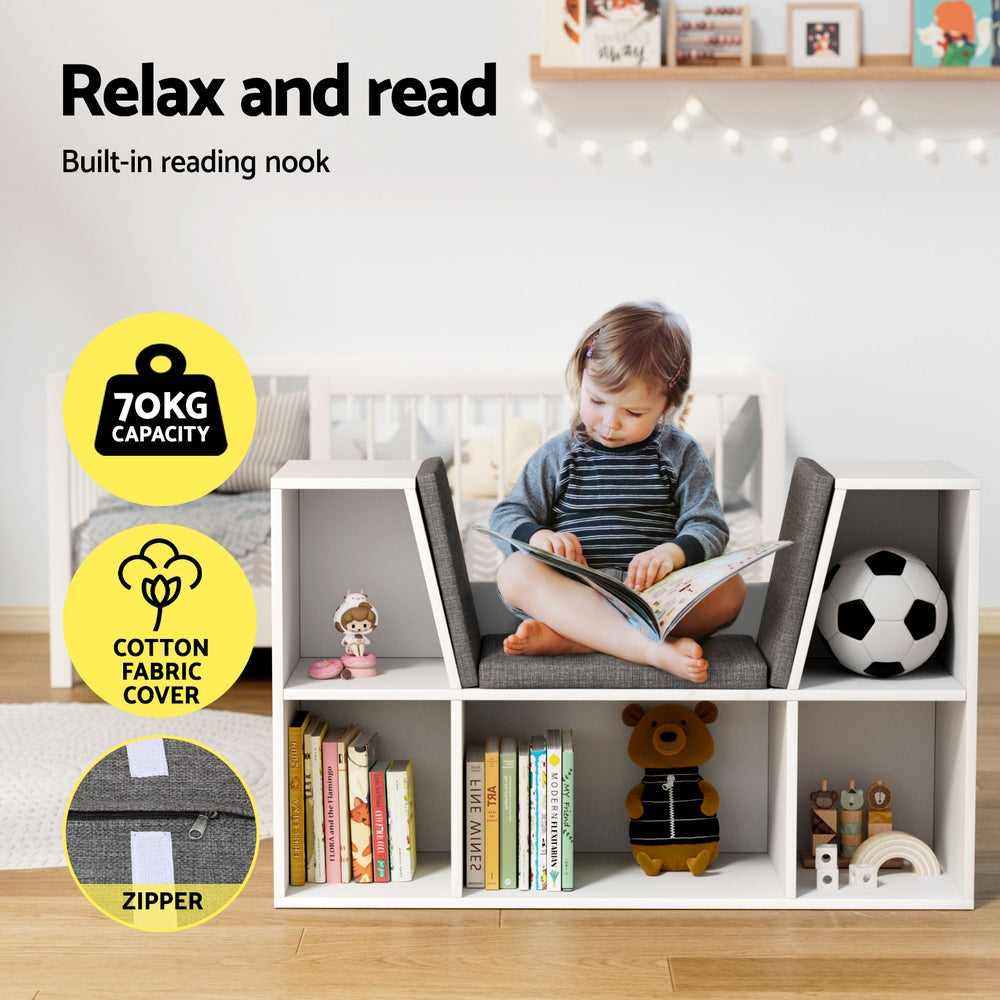 Keezi Kids Bookshelf Bookcase Toys Box Shelves Storage Cabinet Container Children Organiser