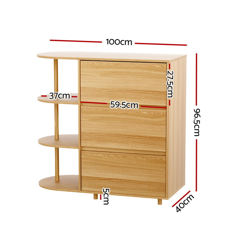 Artiss Chest of 3 Drawers Storage Cabinet 3 Shelves Pine