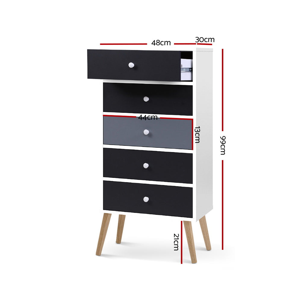 Artiss 5 Chest of Drawers - BONDS White