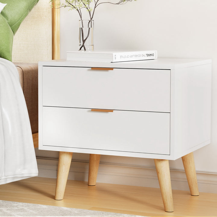 Artiss Bedside Table 2 Drawers - White