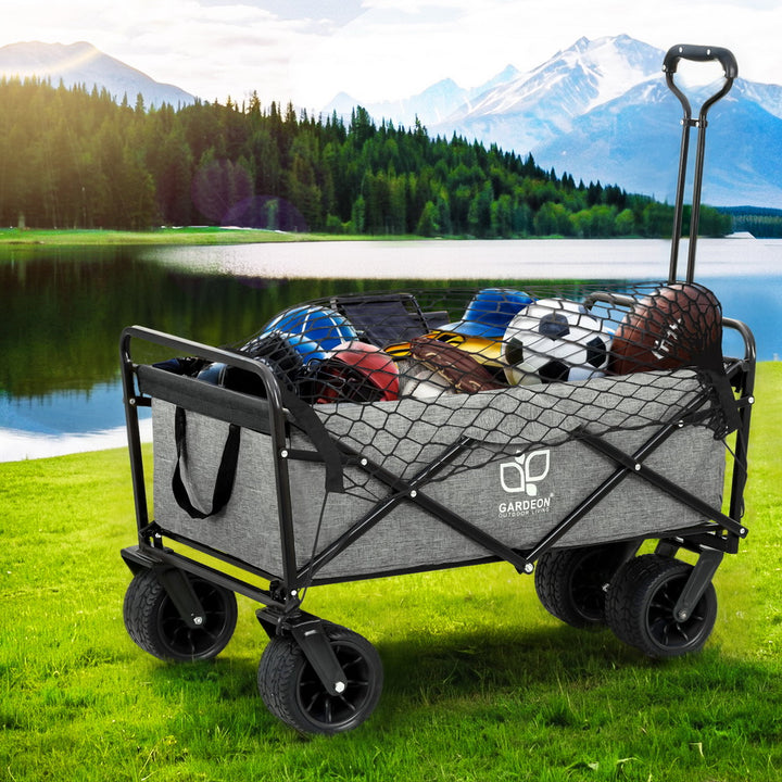 Gardeon Garden Cart with Cargo Net Grey