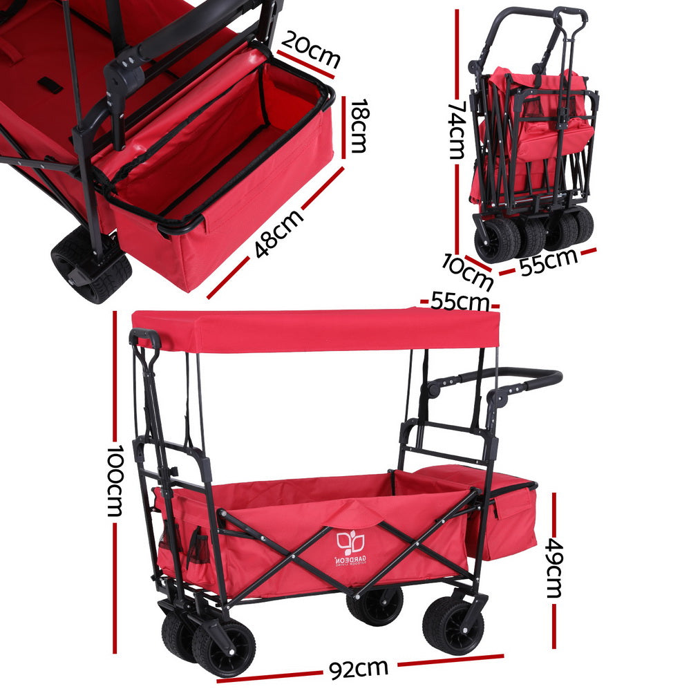 Gardeon Garden Cart with Removable Canopy Red