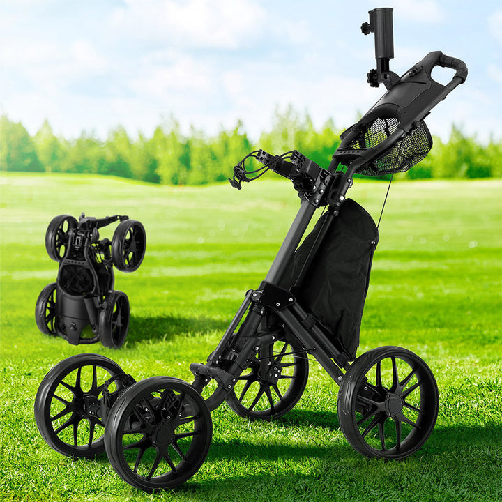 Everfit Golf Buggy Foldable Trolley Golf Cart Wheels Umbrella Bottle Holder