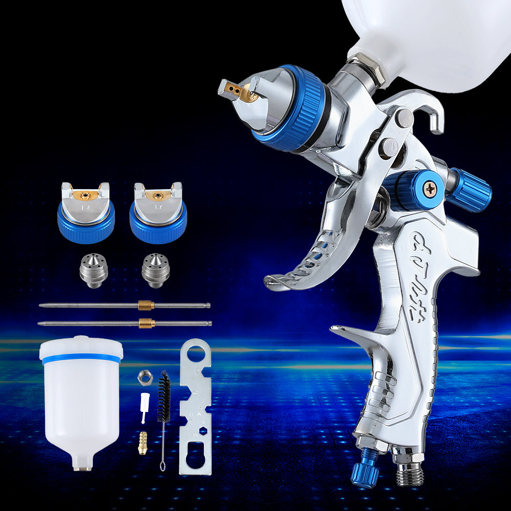 Giantz Spray Gun Paint Gun HVLP Gravity Feed 1.4mm 1.7mm 2.0mm Nozzles Included