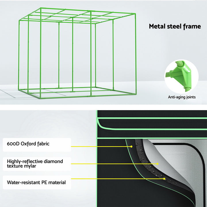 Greenfingers Grow Tent Kits 240x240x200cm Hydroponics Indoor Grow System Black