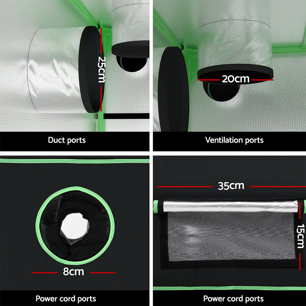 Greenfingers Grow Tent Kits 240x240x200cm Hydroponics Indoor Grow System Black