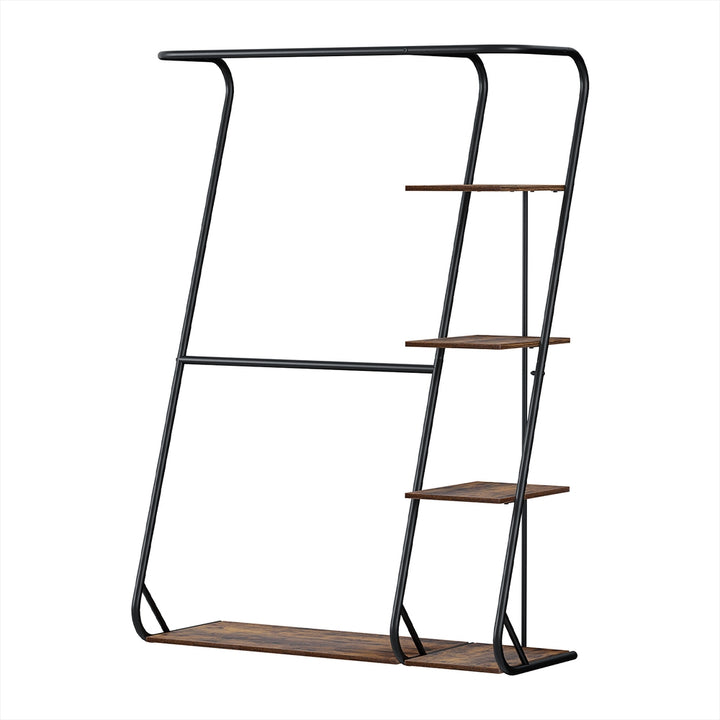 Artiss Wardrobe Clothes Rack Airer 4-Tier Walnut