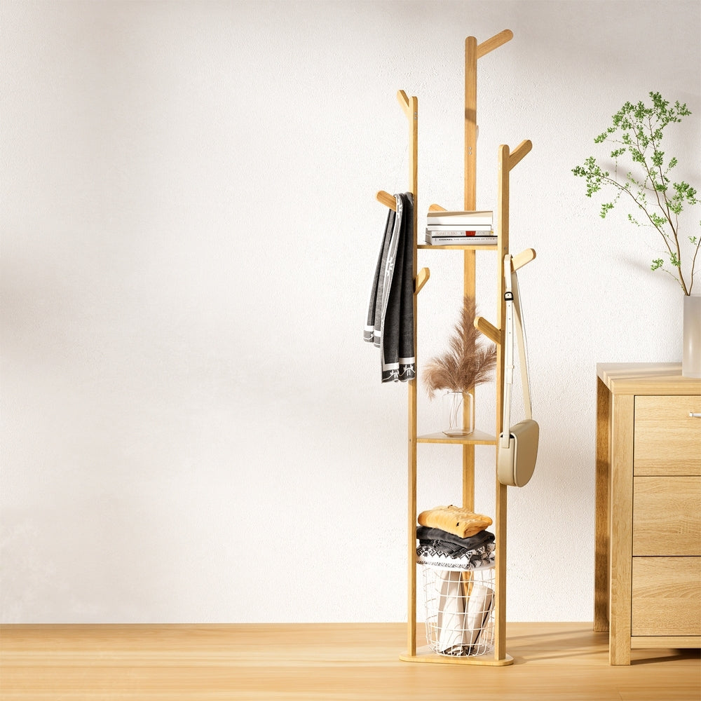 Artiss Clothes Rack Airer Coat Stand 9 Hooks Bamboo