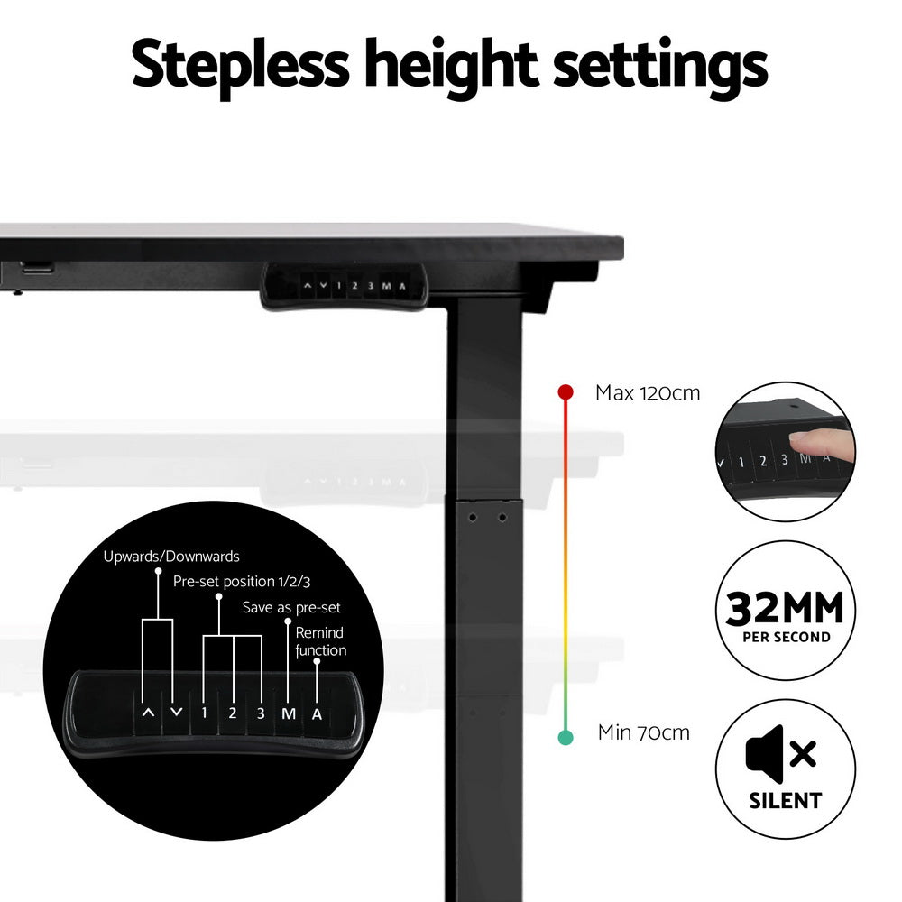 Artiss Standing Desk Motorised Dual Motor Black 120CM