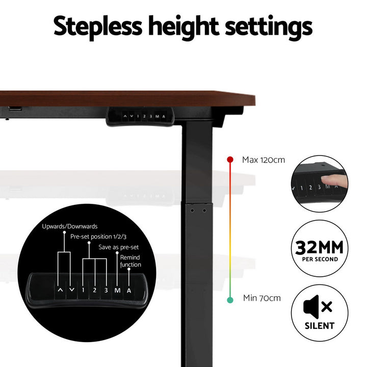 Artiss Standing Desk Motorised Dual Motor Walnut 120CM