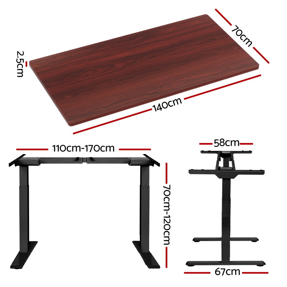 Artiss Standing Desk Motorised Dual Motor Walnut 140CM