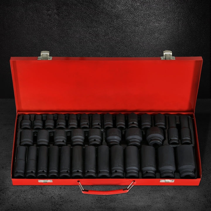 Giantz 35pcs 1/2" Drive Impact Socket Set Metric 8-32mm with Case