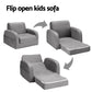 Keezi Kids Sofa 2 Seater Children Flip Open Couch Lounger Armchair Soft Grey