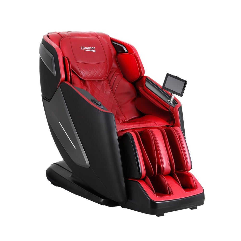 Livemor 4D Massage Chair Electric Recliner Home Massager Red