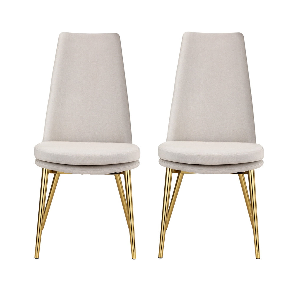 Artiss Dining Chairs Set of 2 Linen Fabric High Back Beige